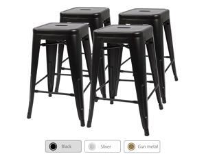 Devoko Metal Bar Stools 24'' Indoor Outdoor Stackable Barstools Modern Style Industrial Vintage Gun Counter Bar Stools Set of 4 (Black) Devoko Metal Bar Stools 24'' Indoor Outdoor Stackable Barstools Modern Style Industrial Vintage Gun Counter Bar Stools Set of 4 (Black)
