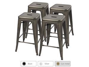 Devoko Metal Bar Stools 24'' Indoor Outdoor Stackable Barstools Modern Style Industrial Vintage Gun Counter Bar Stools Set of 4 (Gun) Devoko Metal Bar Stools 24'' Indoor Outdoor Stackable Barstools Modern Style Industrial Vintage Gun Counter Bar Stools Set of 4 (Gun)