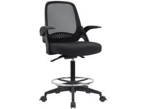 Devoko Drafting Chair with Flip-up Arms Tall Office Chair Executive Computer Standing Desk Chair with Lockable Wheel and Adjustable Footrest Ring (Black) Devoko Drafting Chair with Flip-up Arms Tall Office Chair Executive Computer Standing Desk Chair with Lockable Wheel and Adjustable Footrest Ring (Black)