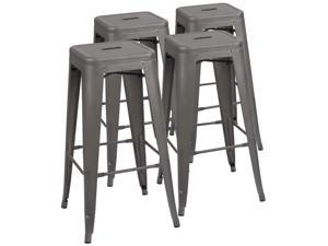 Devoko Metal Bar Stool 30'' Indoor/Outdoor Barstool Modern Industrial Backless Light Weight Bar Stools With Square Seat, Set of 4 (Grey) Devoko Metal Bar Stool 30'' Indoor/Outdoor Barstool Modern Industrial Backless Light Weight Bar Stools With Square Seat, Set of 4 (Grey)