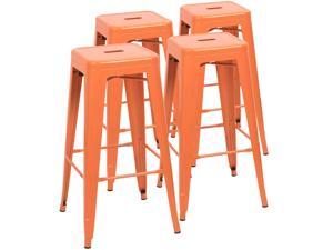 Devoko Metal Bar Stool 30'' Indoor/Outdoor Barstool Modern Industrial Backless Light Weight Bar Stools With Square Seat, Set of 4 (Orange) Devoko Metal Bar Stool 30'' Indoor/Outdoor Barstool Modern Industrial Backless Light Weight Bar Stools With Square Seat, Set of 4 (Orange)