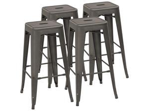 Devoko Metal Bar Stool 30'' Indoor/Outdoor Barstool Modern Industrial Backless Light Weight Bar Stools With Square Seat, Set of 4 (Gunmetal) Devoko Metal Bar Stool 30'' Indoor/Outdoor Barstool Modern Industrial Backless Light Weight Bar Stools With Square Seat, Set of 4 (Gunmetal)