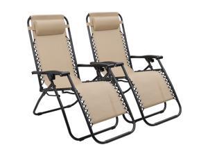Devoko Patio Zero Gravity Chair Outdoor Folding Adjustable Reclining Chairs Pool Side Using Lawn Lounge Chair with Pillow Set of 2 (Beige) Devoko Patio Zero Gravity Chair Outdoor Folding Adjustable Reclining Chairs Pool Side Using Lawn Lounge Chair with Pillow Set of 2 (Beige)