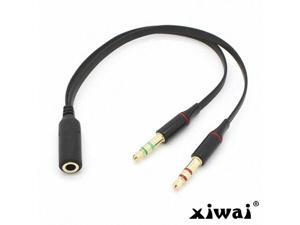 Xiwai Black Dual 3.5mm Male to Single Female Headphone Microphone Audio Splitter Cable for Cell Phone & Tablet & Laptop Xiwai Black Dual 3.5mm Male to Single Female Headphone Microphone Audio Splitter Cable for Cell Phone & Tablet & Laptop