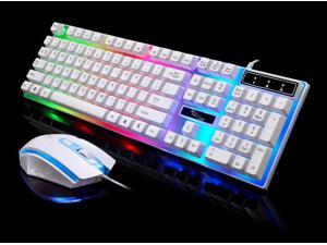 PandaTek New Mechanical Feeling Multicolor Backlit Wired Gaming Keyboard And 1600 DPI Mouse Combo - White PandaTek New Mechanical Feeling Multicolor Backlit Wired Gaming Keyboard And 1600 DPI Mouse Combo - White
