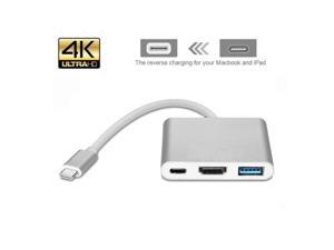 Type C/Thunderbolt 3 to 4K HD HDMI & USB 3.0 & USB-C Hub Adapter/Converter 3 in 1 Audio & Video Cables Type C/Thunderbolt 3 to 4K HD HDMI & USB 3.0 & USB-C Hub Adapter/Converter 3 in 1 Audio & Video Cables
