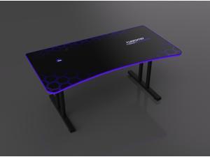 Turismo Racing Gaming Desk - Autodromo Extra-wide with LED Lighting, Built-in Wireless Cellphone Charger and USB Ports and Integrated Infinity Mousepad Turismo Racing Gaming Desk - Autodromo Extra-wide with LED Lighting, Built-in Wireless Cellphone Charger and USB Ports and Integrated Infinity Mousepad