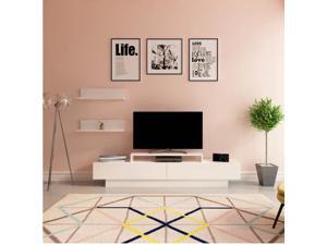 Decorotika Lusi 71'' Modern TV Stand and Media Console with Two Cabinets and Accent Wall Shelves in Various Color Options - White Decorotika Lusi 71'' Modern TV Stand and Media Console with Two Cabinets and Accent Wall Shelves in Various Color Options - White