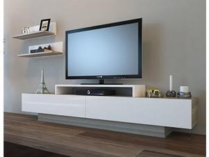Decorotika Lusi 71'' Modern TV Stand and Media Console with Two Cabinets and Accent Wall Shelves in Various Color Options - White and Cordoba Decorotika Lusi 71'' Modern TV Stand and Media Console with Two Cabinets and Accent Wall Shelves in Various Color Options - White and Cordoba