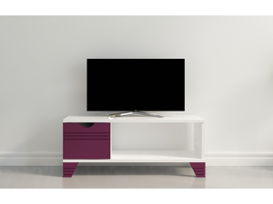 Decorotika Osco 35" Wide Modern TV Stand for TVs up to 40'' - Ideal for Small Living Room or Kids Room with Various Color Options - White and Plum Decorotika Osco 35" Wide Modern TV Stand for TVs up to 40'' - Ideal for Small Living Room or Kids Room with Various Color Options - White and Plum