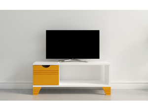 Decorotika Osco 35" Wide Modern TV Stand for TVs up to 40'' - Ideal for Small Living Room or Kids Room with Various Color Options - White and Yellow Decorotika Osco 35" Wide Modern TV Stand for TVs up to 40'' - Ideal for Small Living Room or Kids Room with Various Color Options - White and Yellow