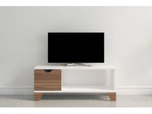 Decorotika Osco 35" Wide Modern TV Stand for TVs up to 40'' - Ideal for Small Living Room or Kids Room with Various Color Options - White and Walnut Decorotika Osco 35" Wide Modern TV Stand for TVs up to 40'' - Ideal for Small Living Room or Kids Room with Various Color Options - White and Walnut