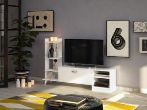 Decorotika Mistiko 63" TV Stand with Open Shelves and Closed Cabinet Decorotika Mistiko 63" TV Stand with Open Shelves and Closed Cabinet