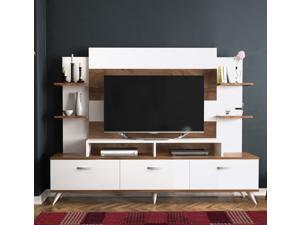 Decorotika Delilah TV Entertainment Center with Open Shelves and Cabinets Decorotika Delilah TV Entertainment Center with Open Shelves and Cabinets