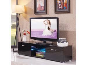 2 Drawers High Gloss Black Modern TV Stand Cabinet with Remote Control LED Shelves 2 Drawers High Gloss Black Modern TV Stand Cabinet with Remote Control LED Shelves
