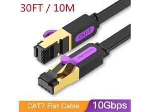 Cat7 Ethernet Cable, Vention Flat High Speed 10 Gigabit LAN Network Patch Cable with Clips, Faster Than Cat6 Cat5e, Shielded RJ45 Connectors for Xbox One, Switch, Router, Modem, Printer- Black/30ft Cat7 Ethernet Cable, Vention Flat High Speed 10 Gigabit LAN Network Patch Cable with Clips, Faster Than Cat6 Cat5e, Shielded RJ45 Connectors for Xbox One, Switch, Router, Modem, Printer- Black/30ft