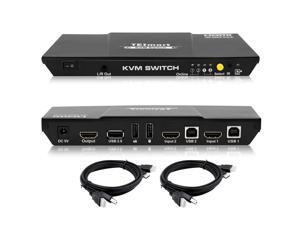 TESmart 2x1 HDMI KVM Switch 4K 3840x2160@60Hz 4:4:4 USB 2.0 2Pcs 5ft KVM Cables Control of 2 Computers/Servers/DVR (BLACK) TESmart 2x1 HDMI KVM Switch 4K 3840x2160@60Hz 4:4:4 USB 2.0 2Pcs 5ft KVM Cables Control of 2 Computers/Servers/DVR (BLACK)