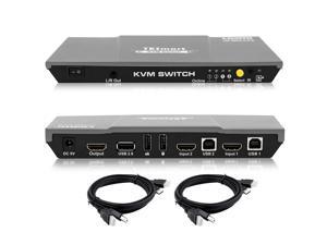TESmart 2x1 HDMI KVM Switch 4K 3840x2160@60Hz 4:4:4 USB 2.0 2Pcs 5ft KVM Cables Control of 2 Computers/Servers/DVR (GRAY) TESmart 2x1 HDMI KVM Switch 4K 3840x2160@60Hz 4:4:4 USB 2.0 2Pcs 5ft KVM Cables Control of 2 Computers/Servers/DVR (GRAY)