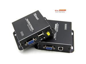 TESmart 1080P 60Hz Long Range 984ft USB VGA KVM Extender Over Cat5e Cat6 Ethernet Cable (up to 984ft/300m, Sender+Receiver) TESmart 1080P 60Hz Long Range 984ft USB VGA KVM Extender Over Cat5e Cat6 Ethernet Cable (up to 984ft/300m, Sender+Receiver)