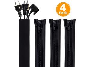 Cord Organizer System Cable Management Sleeve, 19.5 inch, Wire Cover with Zipper, Cable Wrap, Cord Sleeves for TV, Computer, Office, Home Entertainment, 4 Pack Cord Organizer System Cable Management Sleeve, 19.5 inch, Wire Cover with Zipper, Cable Wrap, Cord Sleeves for TV, Computer, Office, Home Entertainment, 4 Pack