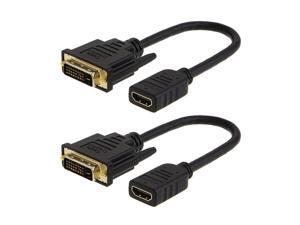 2-Pack HDMI to DVI Cable, Bi-Directional HDMI Female to DVI-D(24+1) Male Adapter, 1080P DVI to HDMI Conveter, 3D, 0.15M Black 2-Pack HDMI to DVI Cable, Bi-Directional HDMI Female to DVI-D(24+1) Male Adapter, 1080P DVI to HDMI Conveter, 3D, 0.15M Black