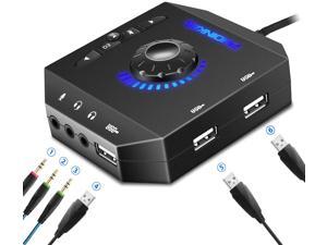 External Sound Card USB Audio Adapter with 3.5mm Headphone and Microphone Jack Volume Control Stereo Sound Card Plug Play for Windows Mac Linux PC Laptops Desktops External Sound Card USB Audio Adapter with 3.5mm Headphone and Microphone Jack Volume Control Stereo Sound Card Plug Play for Windows Mac Linux PC Laptops Desktops