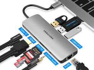 Vention USB C Hub,9-In-1 USB C Adapter with 4K USB C to HDMI, 3 USB 3.0 Ports, SD/TF Card Reader, USB-C Power Delivery,RJ45 Ethernet Port ,3.5mm Audio Port for MacBook Pro,Chromebook,and More (Grey) Vention USB C Hub,9-In-1 USB C Adapter with 4K USB C to HDMI, 3 USB 3.0 Ports, SD/TF Card Reader, USB-C Power Delivery,RJ45 Ethernet Port ,3.5mm Audio Port for MacBook Pro,Chromebook,and More (Grey)