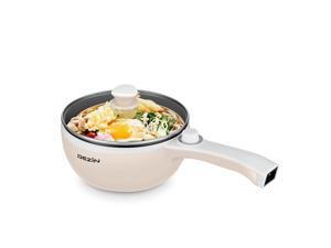 Dezin Electric Hot Pot Upgraded, Non-Stick Saute Pan, Rapid Noodles Cooker, 1.5L Mini Pot for Steak, Egg, Fried Rice, Ramen, Oatmeal, Soup with Temperature Control, Beige (Egg Rack Included) Dezin Electric Hot Pot Upgraded, Non-Stick Saute Pan, Rapid Noodles Cooker, 1.5L Mini Pot for Steak, Egg, Fried Rice, Ramen, Oatmeal, Soup with Temperature Control, Beige (Egg Rack Included)