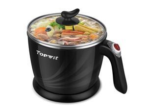 Topwit Electric Hot Pot Mini, Electric Cooker, Noodles Cooker, Electric Kettle with Multi-Function for Steam, Egg, Soup and Stew with Over-Heating Protection, Boil Dry Protection, Dual Power, 1.2L Topwit Electric Hot Pot Mini, Electric Cooker, Noodles Cooker, Electric Kettle with Multi-Function for Steam, Egg, Soup and Stew with Over-Heating Protection, Boil Dry Protection, Dual Power, 1.2L