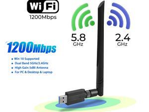 2019 Edition - WiFi Adapter, 1200Mbps USB Wireless Adapter, 802.11ac 2.4G/5G Dual Band Network LAN Card with External 5dBi Antenna, for Desktop Laptop PC Windows 10/ Vista /7 /8 /8.1 / XP, Mac OS X 2019 Edition - WiFi Adapter, 1200Mbps USB Wireless Adapter, 802.11ac 2.4G/5G Dual Band Network LAN Card with External 5dBi Antenna, for Desktop Laptop PC Windows 10/ Vista /7 /8 /8.1 / XP, Mac OS X