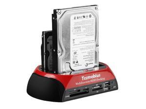 Hard Drive Docking Station, USB 2.0 to 2.5 3.5 Inch SATA IDE Dual Slots External Enclosure with All in 1 Card Reader and USB 2.0 Hub for 2.5" 3.5" IDE SATA I/II/III HDD SSD Hard Drive Docking Station, USB 2.0 to 2.5 3.5 Inch SATA IDE Dual Slots External Enclosure with All in 1 Card Reader and USB 2.0 Hub for 2.5" 3.5" IDE SATA I/II/III HDD SSD
