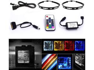 Magnetic Computer LED Strip Kit, Airgoo 2pcs 15inch PC RGB LED Strip Light, Vibrant LED Computer Lights Using Multi Function RF Remote for Desktop PC Computer Tower, Come with Sata Power Cable (Black) Magnetic Computer LED Strip Kit, Airgoo 2pcs 15inch PC RGB LED Strip Light, Vibrant LED Computer Lights Using Multi Function RF Remote for Desktop PC Computer Tower, Come with Sata Power Cable (Black)