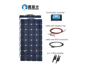 XINPUGUANG 200w 12v Solar System Kit 2X 100W 18v Flexible Solar Panel Photovoltaic Module 12 volt/24 v Solar Controller Cable for home RV Boat Yacht Caravan energy Charging XINPUGUANG 200w 12v Solar System Kit 2X 100W 18v Flexible Solar Panel Photovoltaic Module 12 volt/24 v Solar Controller Cable for home RV Boat Yacht Caravan energy Charging