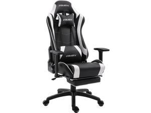 Dowinx Gaming Chair Ergonomic Racing Style Recliner with Massage Lumbar Support, Office Armchair for Computer PU Leather E-Sports Gamer Chairs with Retractable Footrest (Black&White) Dowinx Gaming Chair Ergonomic Racing Style Recliner with Massage Lumbar Support, Office Armchair for Computer PU Leather E-Sports Gamer Chairs with Retractable Footrest (Black&White)