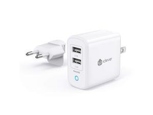 iClever BoostCube II+ Travel USB Charger with both US and EU Plug, 24W Dual Wall Charger with SmartID Tech for iPhone Xs/XS Max/XR/X/8/7/6/Plus, iPad Pro Air/Mini and More iClever BoostCube II+ Travel USB Charger with both US and EU Plug, 24W Dual Wall Charger with SmartID Tech for iPhone Xs/XS Max/XR/X/8/7/6/Plus, iPad Pro Air/Mini and More