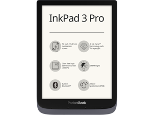 PocketBook InkPad 3 Pro Grey, 7,8" E Ink® Carta™ (1404 × 1872), SMARTlight, IPX8, Metallic Grey, Dual Core (2×1 GHz), Operative memory: 1 GB, Flash memory: 16 GB, Accumulator: 1900 mAh PocketBook InkPad 3 Pro Grey, 7,8" E Ink® Carta™ (1404 × 1872), SMARTlight, IPX8, Metallic Grey, Dual Core (2×1 GHz), Operative memory: 1 GB, Flash memory: 16 GB, Accumulator: 1900 mAh