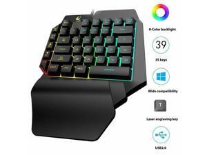 Mini One-Handed Gaming Keyboard RGB LED Backlit USB Wired Game 39 Key Accessory Mini One-Handed Gaming Keyboard RGB LED Backlit USB Wired Game 39 Key Accessory