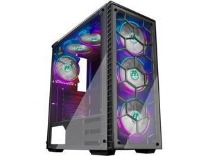 MUSETEX Phantom Black ATX Mid-Tower Desktop Computer Gaming Case with 6pcs 120mm LED RGB Fans Pre-Installed USB 3.0 Ports Tempered Glass Windows (903-S6) MUSETEX Phantom Black ATX Mid-Tower Desktop Computer Gaming Case with 6pcs 120mm LED RGB Fans Pre-Installed USB 3.0 Ports Tempered Glass Windows (903-S6)
