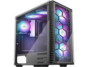 MUSETEX ATX Mid Tower Gaming Computer Case 6 RGB LED Fans 2 Translucent Tempered Glass Panels USB 3.0 Port,Cable Management/Airflow, Gaming Style Window Case(903-D6) MUSETEX ATX Mid Tower Gaming Computer Case 6 RGB LED Fans 2 Translucent Tempered Glass Panels USB 3.0 Port,Cable Management/Airflow, Gaming Style Window Case(903-D6)