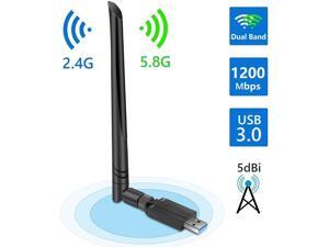 USB WiFi Adapter 1200Mbps, USB 3.0 Wireless Network Adapter, 802.11ac WiFi Dongle with Dual Band 2.4GHz 5.8GHz, 5dBi Antenna, Supports Windows 10 8 7 Vista XP, Mac10.6-10.13, Linux USB WiFi Adapter 1200Mbps, USB 3.0 Wireless Network Adapter, 802.11ac WiFi Dongle with Dual Band 2.4GHz 5.8GHz, 5dBi Antenna, Supports Windows 10 8 7 Vista XP, Mac10.6-10.13, Linux