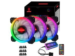 RGB Series Case Fans 120mm with Remote Controller Fan Hub and Extension, COOLMOON Quiet Edition High Airflow Adjustable Colorful PC Case CPU Computer Cooling with Coolers, Radiators System (3pcs) RGB Series Case Fans 120mm with Remote Controller Fan Hub and Extension, COOLMOON Quiet Edition High Airflow Adjustable Colorful PC Case CPU Computer Cooling with Coolers, Radiators System (3pcs)