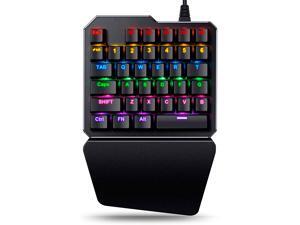 TROPRO One Handed Mechanical Gaming Keyboard , Mechanical Portable RGB LED Backlit Game Keyboard with Keypad for LOL/PUBG/Wow/Dota/OW/Fps Game, Blue Switches, 35 Keys TROPRO One Handed Mechanical Gaming Keyboard , Mechanical Portable RGB LED Backlit Game Keyboard with Keypad for LOL/PUBG/Wow/Dota/OW/Fps Game, Blue Switches, 35 Keys