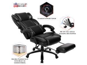 Big and Tall Reclining Office Chair - High Back Executive Computer Desk Chair with Adjustable Built-in Lumbar Support, Angle Recline Locking System and Footrest, Thick Padding for Comfort Big and Tall Reclining Office Chair - High Back Executive Computer Desk Chair with Adjustable Built-in Lumbar Support, Angle Recline Locking System and Footrest, Thick Padding for Comfort