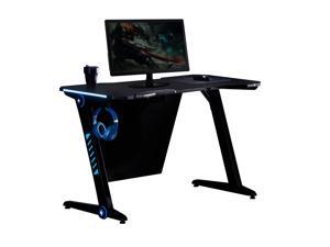 RUNTEK Gaming Computer Desk 7 Color LED Lights Z-Shaped Ergonomic Comfortable Table for PC Gamers Home/Office Durable Racing Workstation with Large Surface, Headphone Hook RUNTEK Gaming Computer Desk 7 Color LED Lights Z-Shaped Ergonomic Comfortable Table for PC Gamers Home/Office Durable Racing Workstation with Large Surface, Headphone Hook