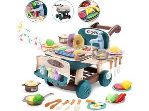 Cute Stone Kitchen Play Toy Shopping Cart Playset, Cooking Toy with Light and Music, Color Change Play Foods, Role Play Simulated Kitchen Toy Cute Stone Kitchen Play Toy Shopping Cart Playset, Cooking Toy with Light and Music, Color Change Play Foods, Role Play Simulated Kitchen Toy