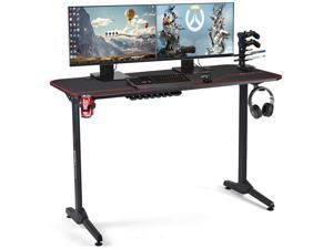 Erommy 55inch Gaming Desk, T Shaped Computer Desk, Office Desk with Cup Holder & Headphone Hook, Professional Home Office Writing Desk with USB Gaming Handle Rack & Full Desk Mouse Pad Erommy 55inch Gaming Desk, T Shaped Computer Desk, Office Desk with Cup Holder & Headphone Hook, Professional Home Office Writing Desk with USB Gaming Handle Rack & Full Desk Mouse Pad