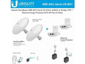Ubiquiti NanoBeam ac Gen2 NBE-5AC-Gen2-US 5GHz High-Performance airMAX ac Bridge CPE (2-Pack) with Ethernet Surge Protector Gen 2 ETH-SP-G2 for Outdoor High-Speed Networks (2-Pack) Ubiquiti NanoBeam ac Gen2 NBE-5AC-Gen2-US 5GHz High-Performance airMAX ac Bridge CPE (2-Pack) with Ethernet Surge Protector Gen 2 ETH-SP-G2 for Outdoor High-Speed Networks (2-Pack)