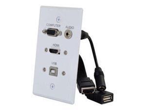 C2G / Cables To Go 39706 HDMI, VGA, 3.5MM Audio and USB Pass Through Single Gang Wall Plate, White C2G / Cables To Go 39706 HDMI, VGA, 3.5MM Audio and USB Pass Through Single Gang Wall Plate, White
