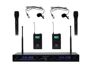 Seismic Audio - SA-U4HHLV5 - 4 Channel Professional UHF Wireless Microphone System with 2 Handheld and 2 Lavalier Microphones, Adjustable Frequencies Seismic Audio - SA-U4HHLV5 - 4 Channel Professional UHF Wireless Microphone System with 2 Handheld and 2 Lavalier Microphones, Adjustable Frequencies
