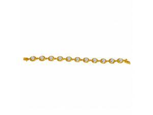 Fine Jewelry Vault UBBRZM111Y14CZ7x5 11.00 Carat Oval Prong Set Cubic Zirconia Bracelet in 14K Yellow Gold Fine Jewelry Vault UBBRZM111Y14CZ7x5 11.00 Carat Oval Prong Set Cubic Zirconia Bracelet in 14K Yellow Gold